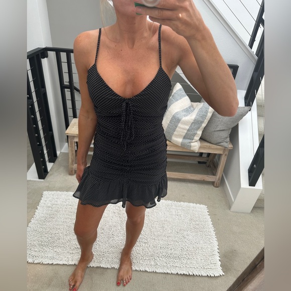 Storia black & white ruffle polka dot mini dress wedding formal event summer S - Picture 3 of 13